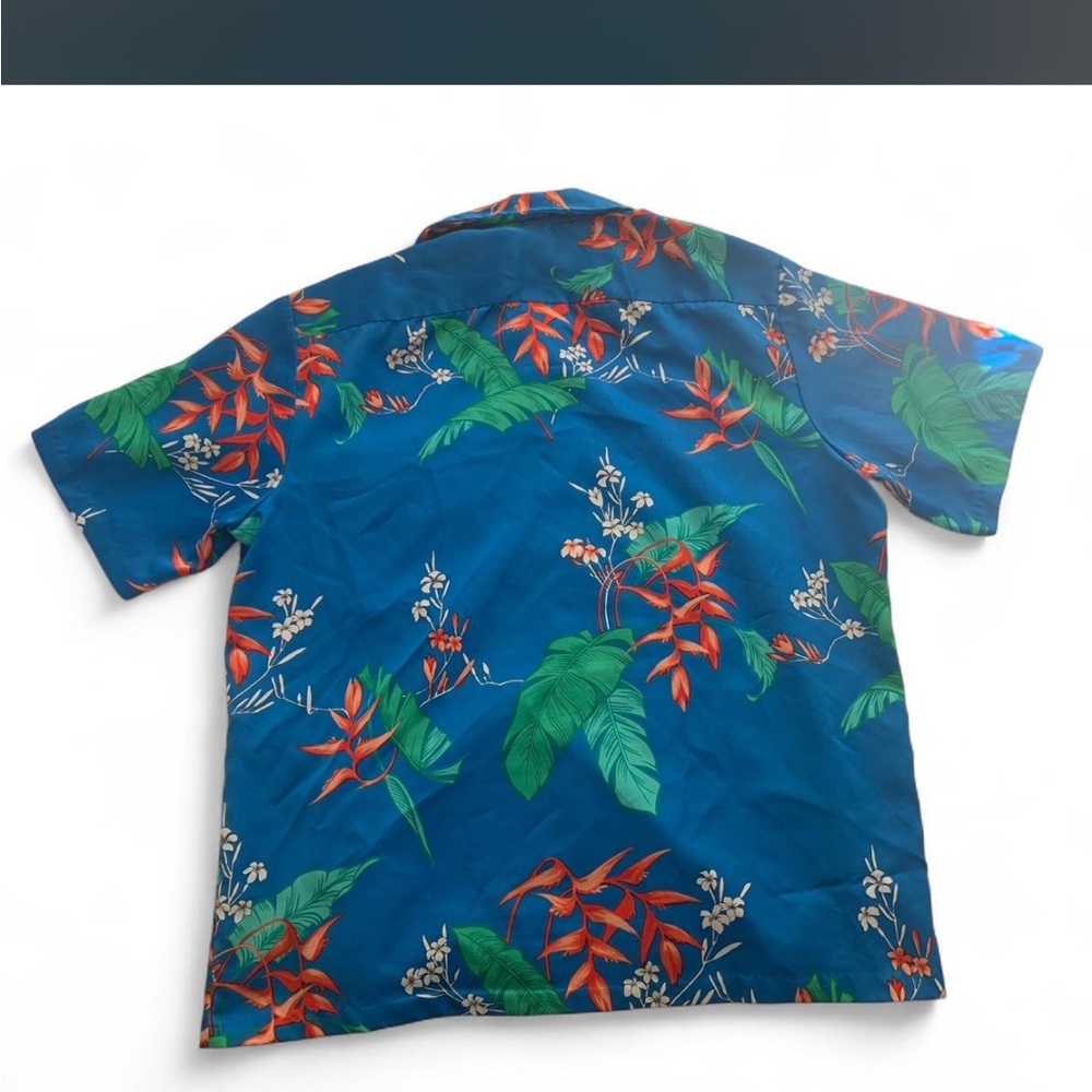 Vintage 1970s Men's Tropical Print Short Sleeve Button-Down Shirt - Picture 2 of 7
